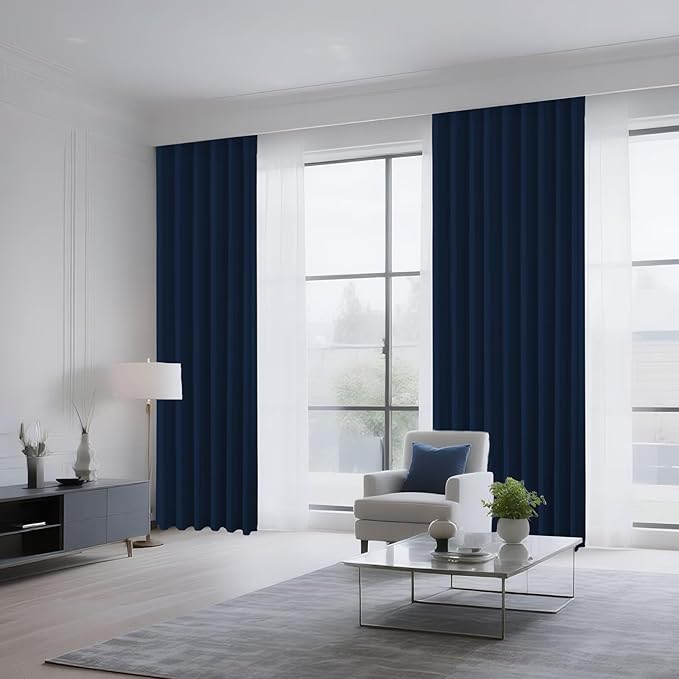CUCRAF Navy Blue Blackout Curtains 84 inch Length 2 Panels Set, Rod Pocket Room - Image 8
