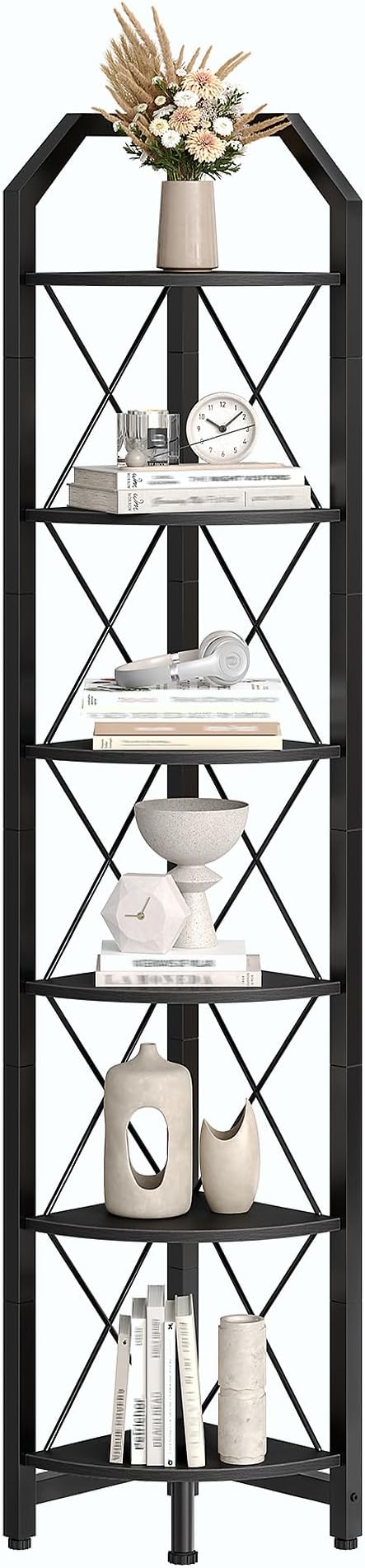 CHOEZON 6-Tier Corner Shelf, Industrial Corner Bookshelf, 71.2" Display Storage - Image 8