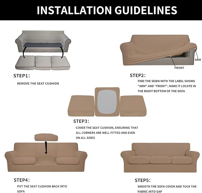 Easy-Going 4 Pieces Stretch Soft Couch Cover - Image 7