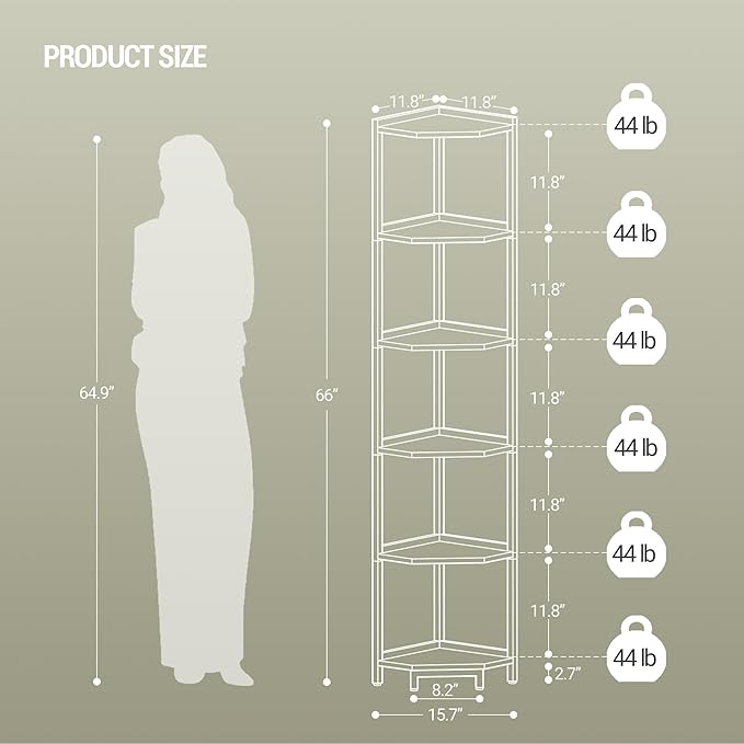 Hzuaneri Corner Shelf Stand, Corner Bookshelf, Storage Standing Shelf Unit - Image 2