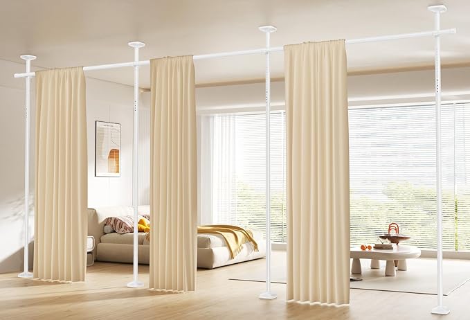 SUNALLY Room Divider Curtain Rod, No Drilling Wall Divider by SUNALLY