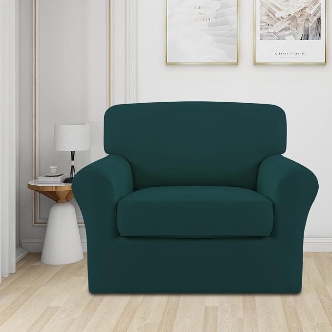 Easy-Going 2 Pieces Microfiber Stretch Chair Slipcover – Spandex Soft Fitted - Image 2