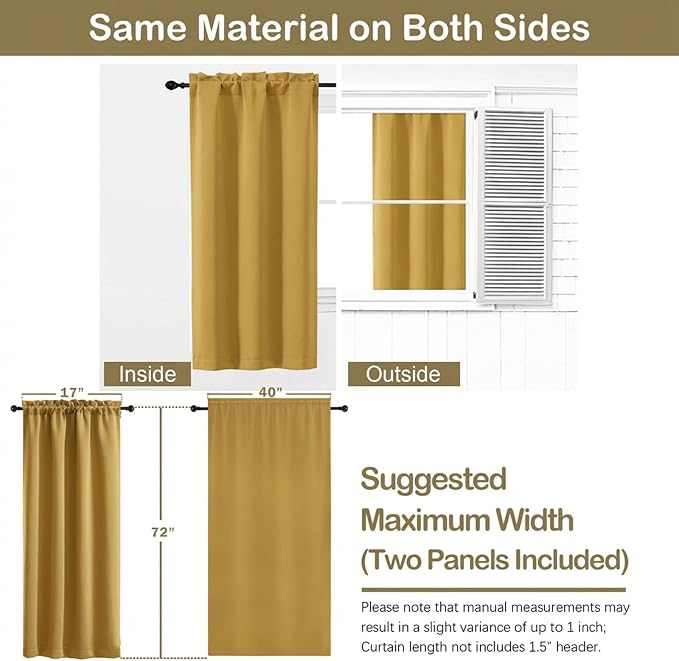 OVZME Bright Gold Blackout Curtains - Image 2
