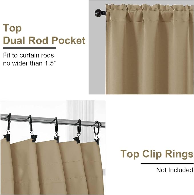 OVZME Taupe Blackout Curtains for Bedroom 84 Inch Length 2 Panels Set, Soft - Image 4