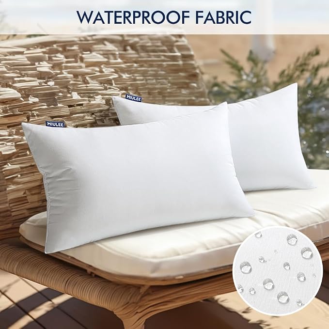 MIULEE Pack of 2 12x20 Inch Outdoor Pillow Inserts Waterproof Decorative Throw - Image 4