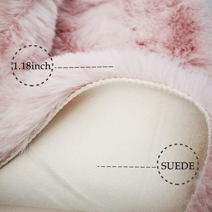 Ghouse Pink Faux Rabbit Fur Rug 6x9 Machine Washable Area Rugs - Image 3