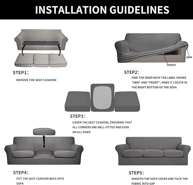 Easy-Going 4 Pieces Stretch Soft Couch Cover - Image 6
