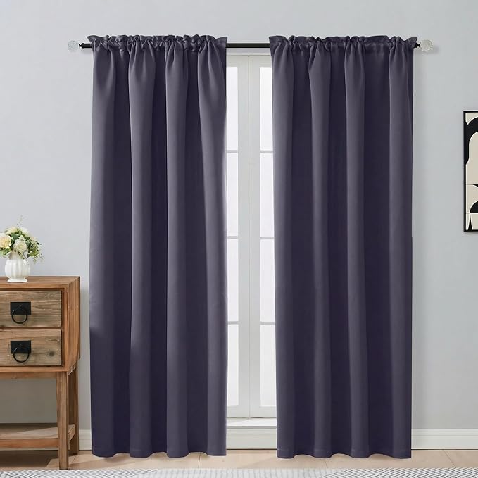OVZME Greyish Purple Blackout Curtains by OVZME