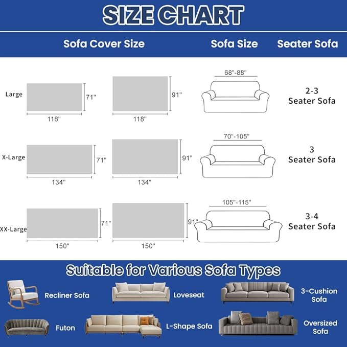 ROOMLIFE Gray Couch Cover Boho Sofa Covers - Image 2