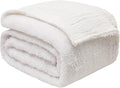 EMME White Throw Blanket Muslin and Fleece Blanket by EMME