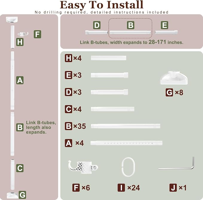 Goovilla Room Divider for Room Separation, Tension Curtain Rods No Drilling - Image 7