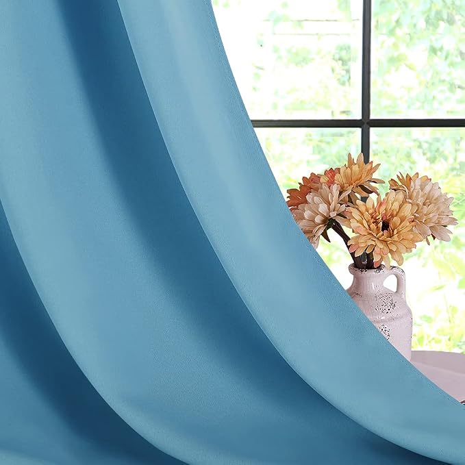 NICETOWN Blackout Curtains for Bedroom, Teal Blue, 42 W by 80 L, Thermal - Image 4