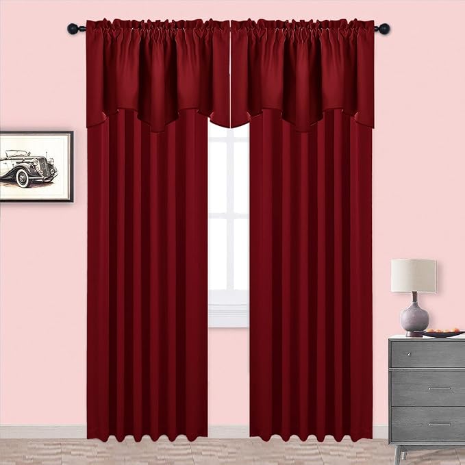 NICETOWN 6 Panels Christmas Red Valances - Image 4