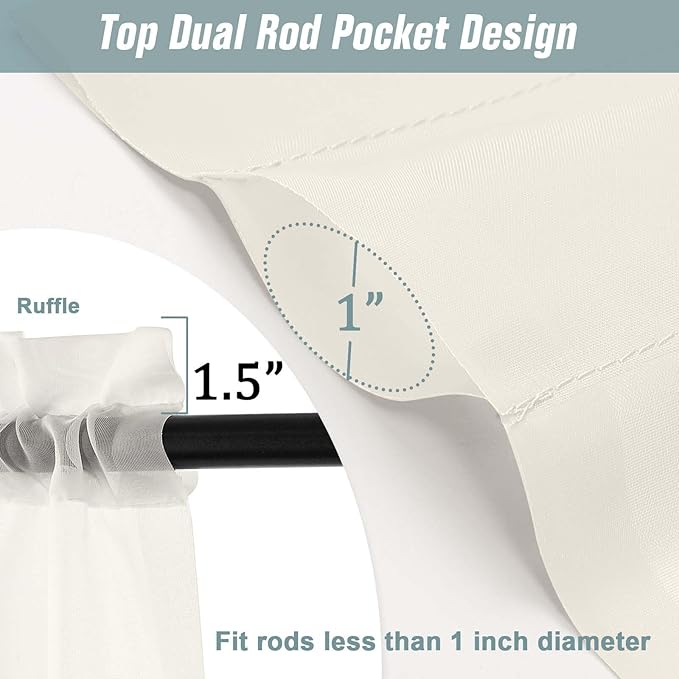 Ivory Sheer Curtains for Windows 108 inches Long 2 Panels Set, Soft Lightweight - Image 3