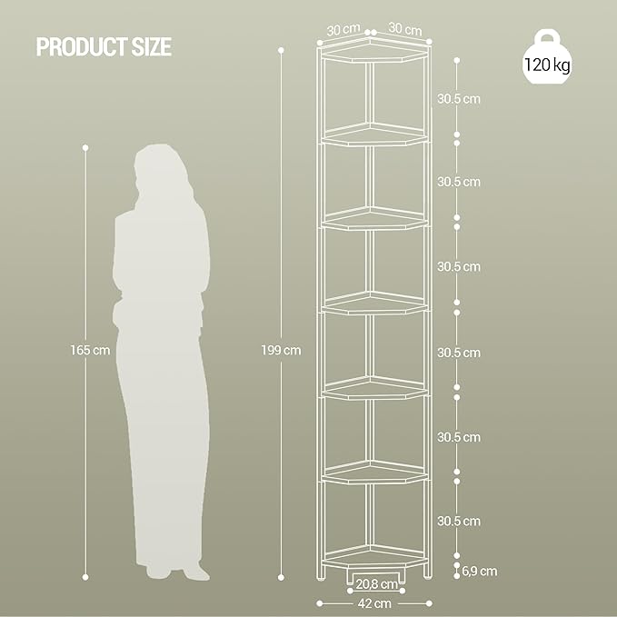 Hzuaneri Corner Shelf Stand, Corner Bookshelf, Storage Standing Shelf Unit - Image 2