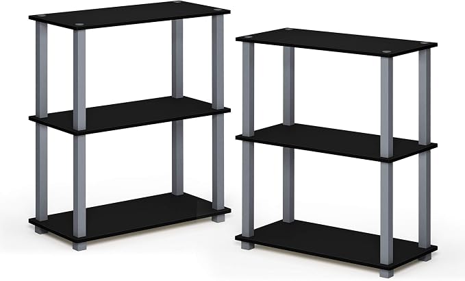 Furinno TURN-S-TUBE Storage Shelves Set of 2, 3-Tier Book Shelf, Corner Shelf - Image 4