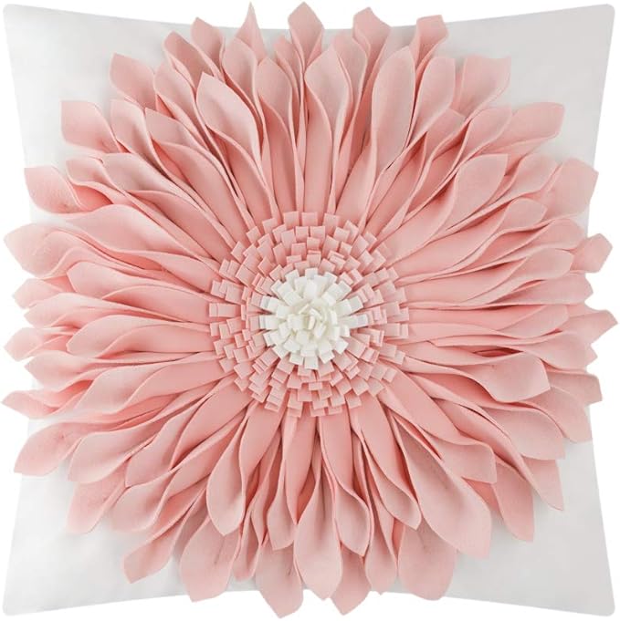 OiseauVoler 3D Sunflower Handmade Throw Pillow Covers Decorative Pink by OiseauVoler