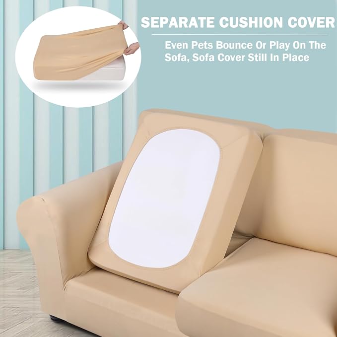 hyha Couch Covers, Chair/Sofa Covers, 2 Pieces, Armchair Slipcover, Separate - Image 2