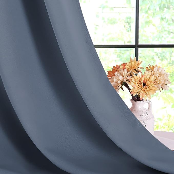 NICETOWN Kitchen Curtains Blackout Curtains & Drapes, Stone Blue, Thermal - Image 6