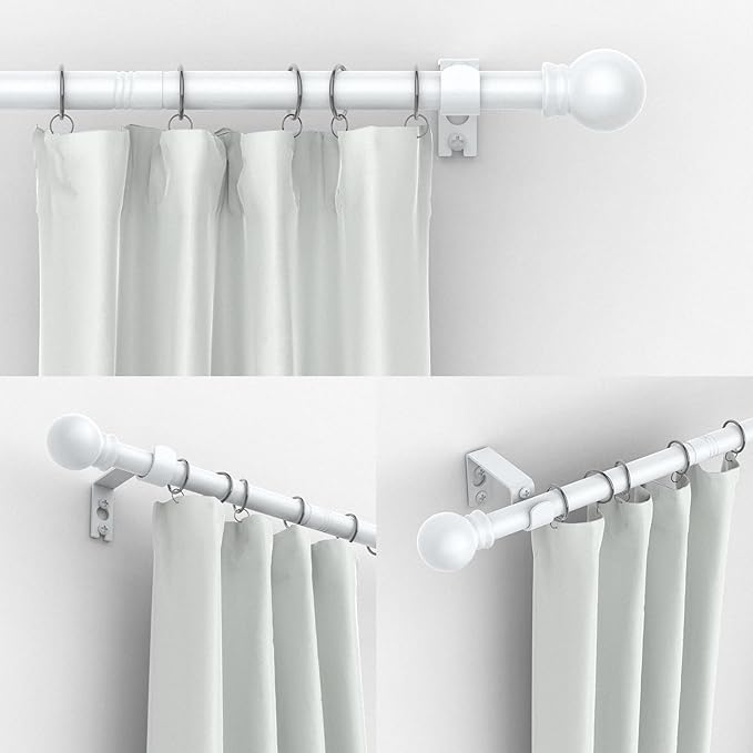 Thestoa Curtain Rods for Windows 30-46 Inch, 5/8" White Curtain Rods, Stainless - Image 2