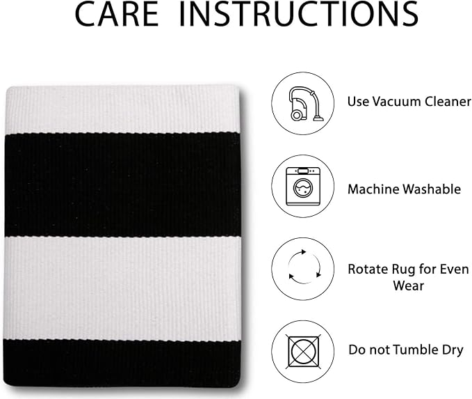 IOHOUZE Black White Striped Rug -2x4.3 Front Door Mats Outdoor, Washable Rug - Image 5
