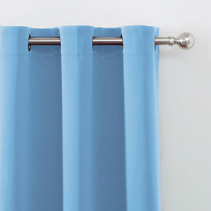 LEMOMO Blackout Curtains 66 x 54 Inch Long Sky Blue Curtains Set of 2 Panels - Image 6