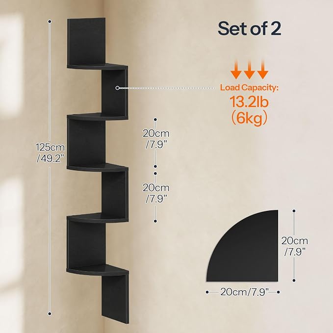 HOOBRO Corner Shelf Wall-Mounted, 5-Tier Corner Bookshelves - Image 3