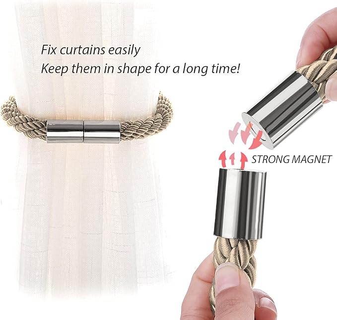 NICEEC 4 Pack Strong Magnetic Curtain Tiebacks Modern Simple Style Drape Tie - Image 4