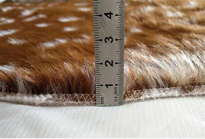 Faux Sika Deer Print Hide Rug Faux Fur Cowhide Area Rug Animals Print Mat Carpet - Image 3