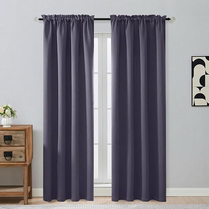 OVZME Greyish Purple Blackout Curtains by OVZME