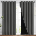 Dark Grey Full Shade Curtain Panels, Heavy Duty Lined Curtains 96 Inches Long by Yakamok