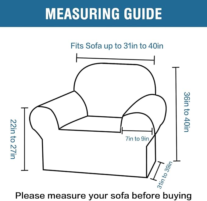 H.VERSAILTEX Armchair Cover High Stretch Sofa Slipcover 1 Piece Couch Covers - Image 2