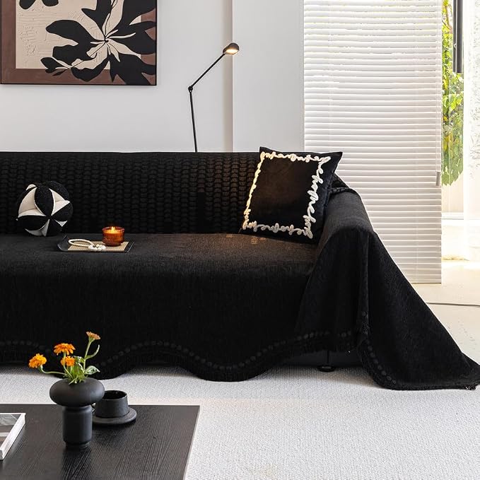 ROOMLIFE Black Couch Cover Sofa Covers, Chenille Couches Covers - Image 9
