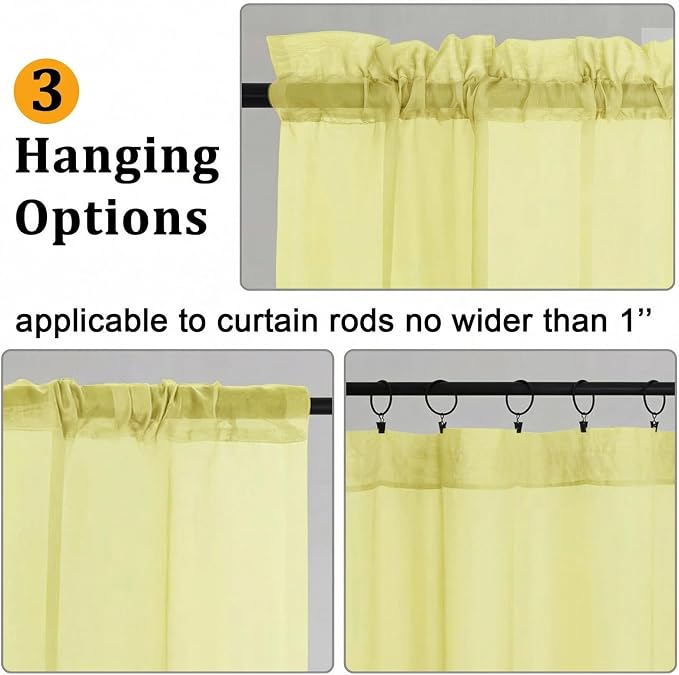 Gwine Sheer Curtains for Living Room 45 inch Length - Image 2