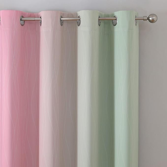 Estelar Textiler Sage and Pink Blackout Curtains 45 Inch Length, Light Blocking - Image 4
