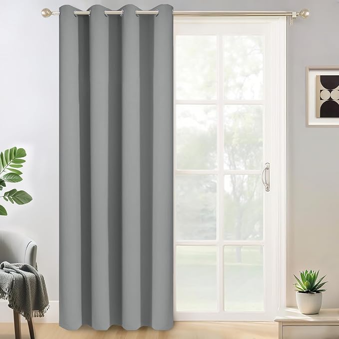 Yakamok Wide Thermal Blackout Patio Door Curtain Panel, Dove Grey Grommet by Yakamok