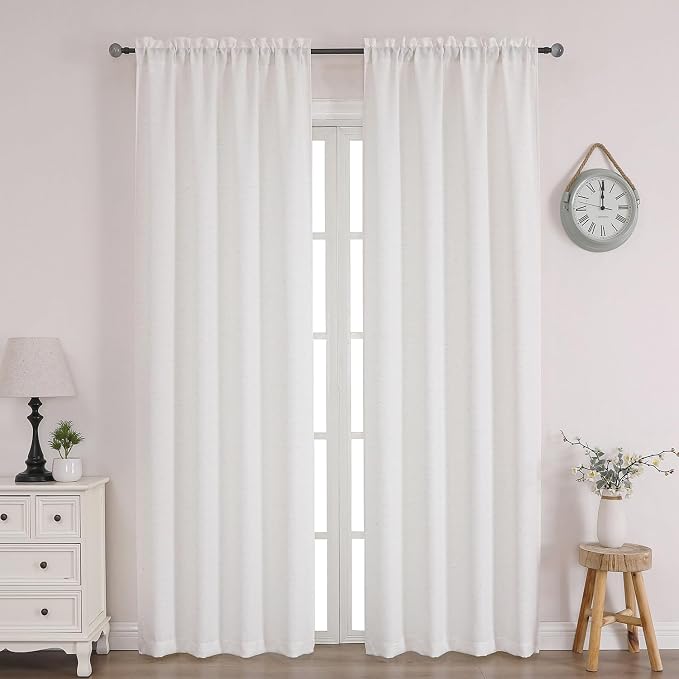 Chyhomenyc Bennet Natural Linen Curtains 90 Inch Length 2 Panels Set, Faux by Chyhomenyc