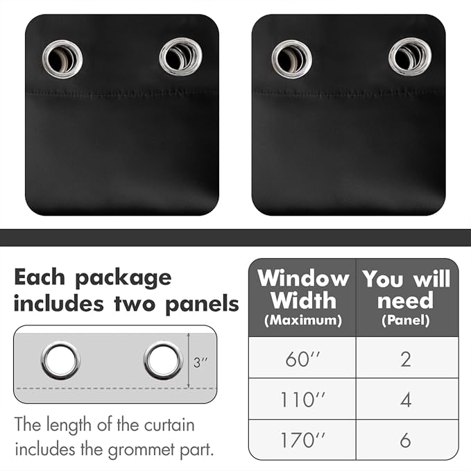 MIULEE 2 Panels 90" Long Blackout Curtains Room Darkening Thermal Insulated - Image 6
