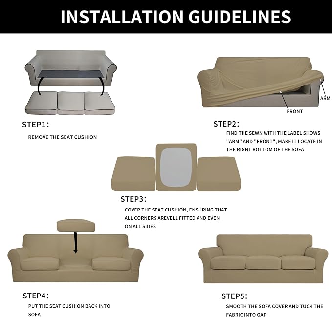 Easy-Going 4 Pieces Oversized Stretch Soft Couch Cover - Image 7