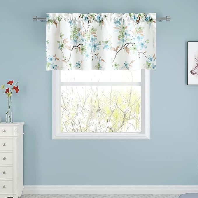 Leeva Elegant Floral Farmhouse Valance, Restaurant, Rod Pocket, 52 x 18 in - Image 3