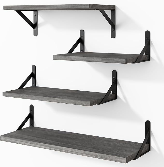 YGEOMER Floating Shelves for Wall, Different Sizes Weathered Gray Wall Shelves by YGEOMER