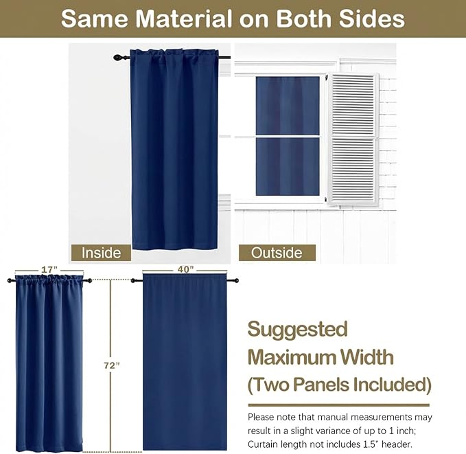 OVZME Royal Blue Blackout Curtains - Image 2