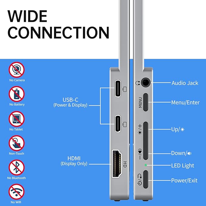 VisionOwl Portable Monitor 15.6 Inch 1080P FHD 85% sRGB Second Screen, USB-C - Image 6
