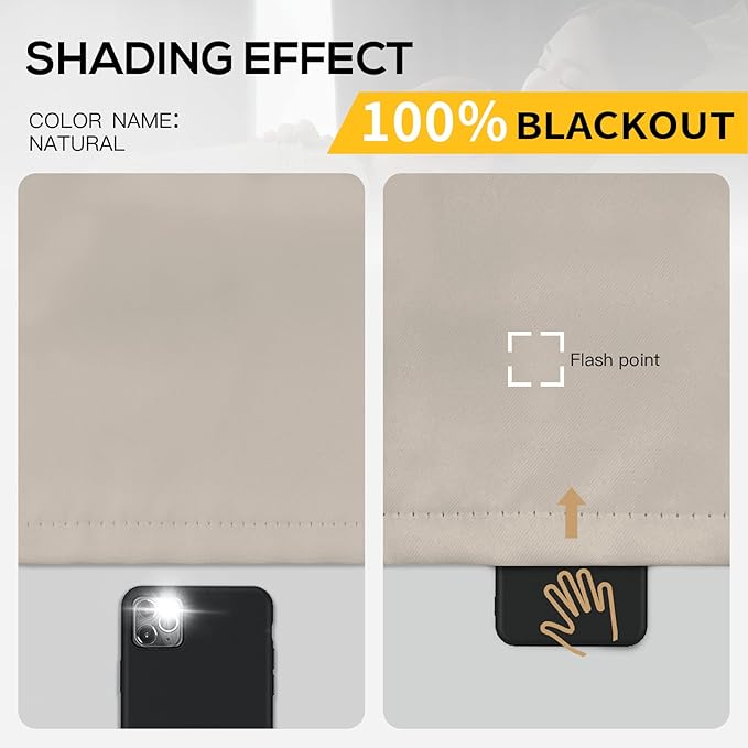 Yakamok 100% Blackout Curtains for Bedroom 72 Inch Length, Complete Light - Image 2