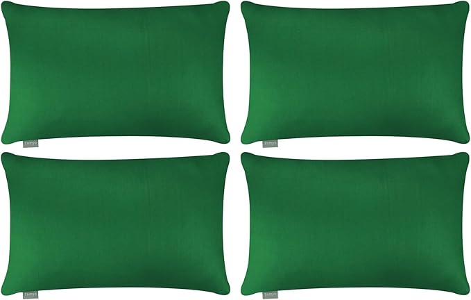 4-Pack 100% Cotton Lumbar Comfortable Solid Decorative Throw Pillow Case by Thmyo