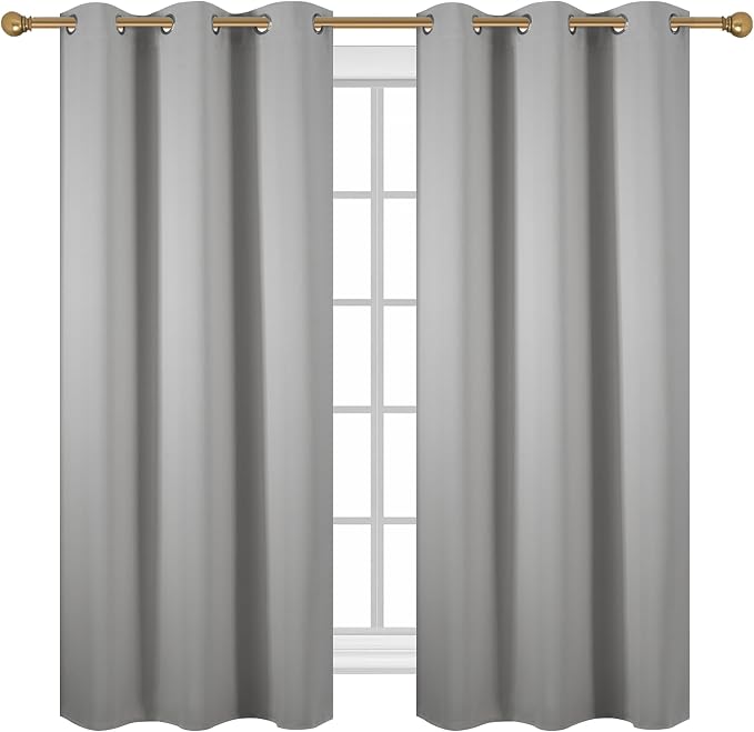 Diraysid Light Grey Grommet Blackout Curtains - Image 2