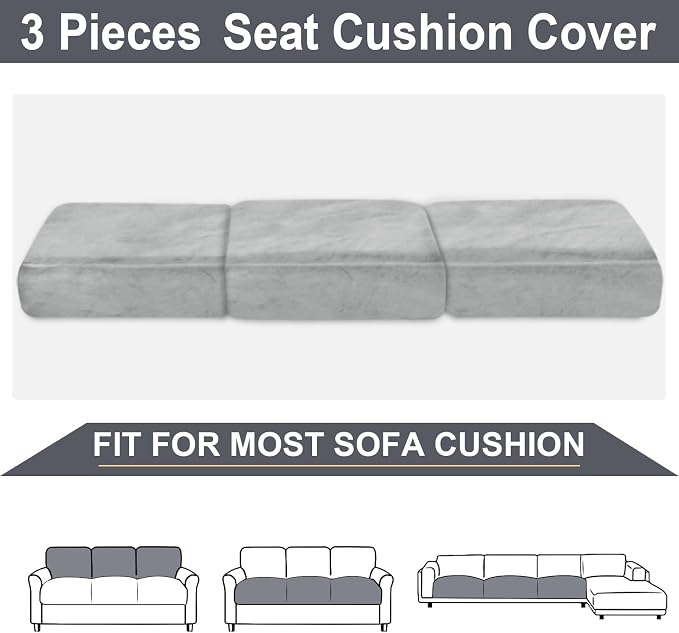 NAISI Couch Cushion Covers 3 Pieces Velvet Stretch Sofa Seat Covers or Backrest - Image 3