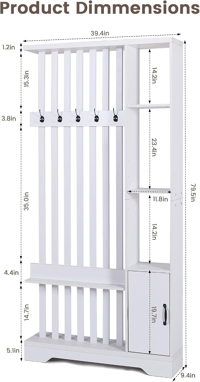 Room Divider with Shelves, Wall Room Divider Bookshelf, Freestanding Wood - Image 2