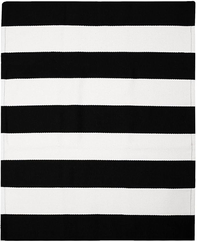 IOHOUZE Black White Striped Rug -24" x36“ Front Door Mats Outdoor, Washable Rug - Image 8