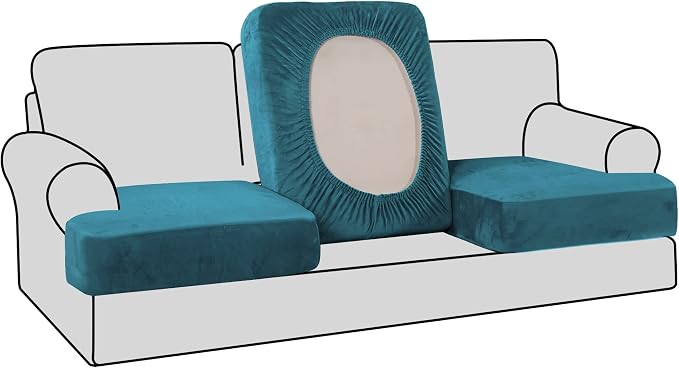 H.VERSAILTEX Stretch Velvet 3 Piece T Cushion Sofa Slipcovers by HVERSAILTEX